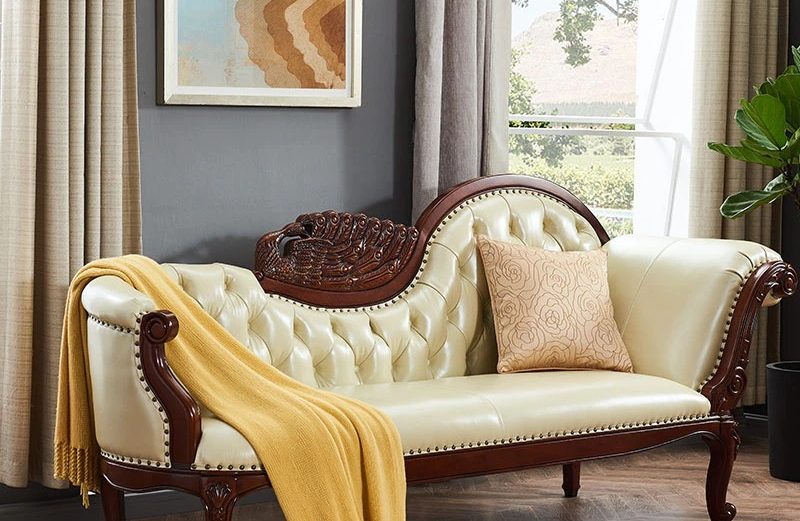 Solid Wood Chaise Longue – European Style