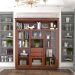 American solid wood bookcase with glass door multi-layer bookshelf display cabinet